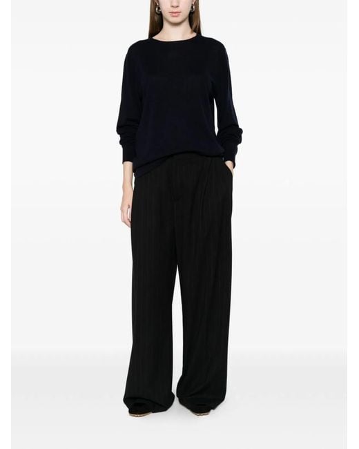 Extreme Cashmere Black Crew Neck Ribbed Sweater