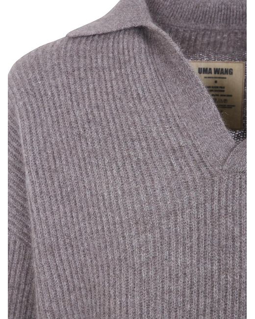 Uma Wang Gray "Raccoon" Long Sleeves Polo for men