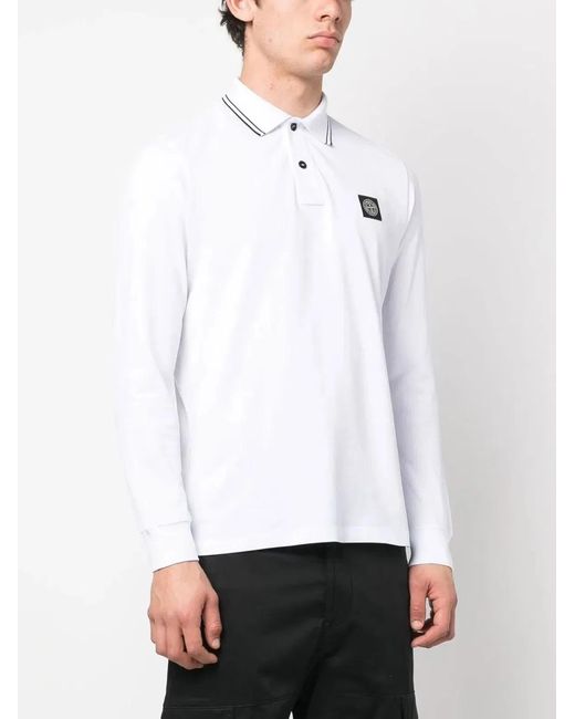 Stone Island White Ls Polo for men