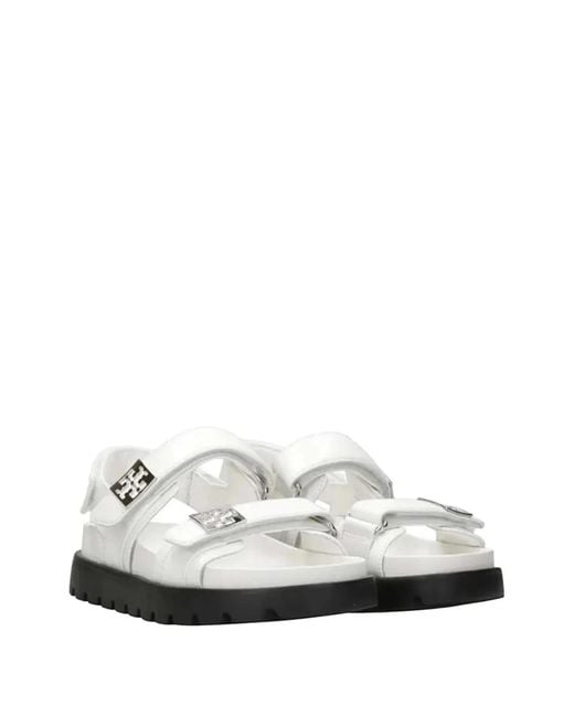 Tory Burch White Logo-Embellished Sandals