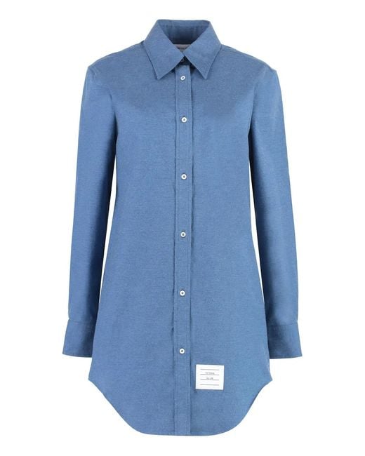 Thom Browne Blue Cotton Shirt