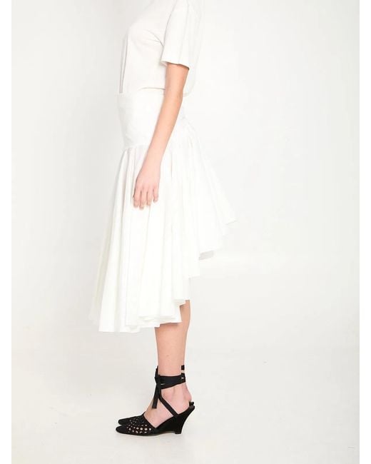 Jacquemus White Draped Midi Skirt With Godet