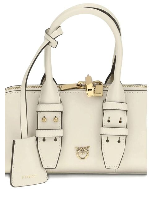 Pinko Natural Leather Bowling Bag Horizontal