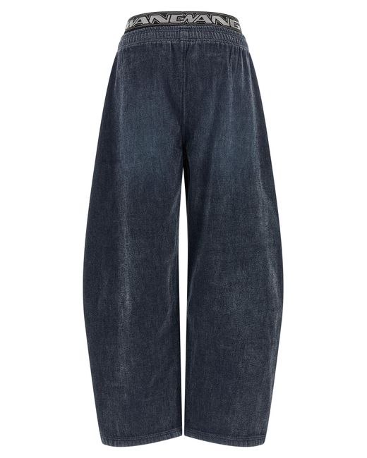 Alexander Wang Blue Denim Pants With Elastic Waistband