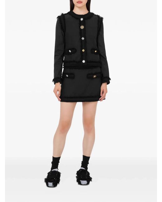 Moschino Couture Black Wool Boucle Stretch Skirt