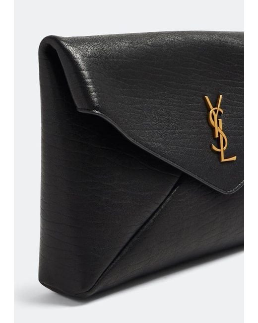 Saint Laurent Black Cassandre Large Envelope Pouch