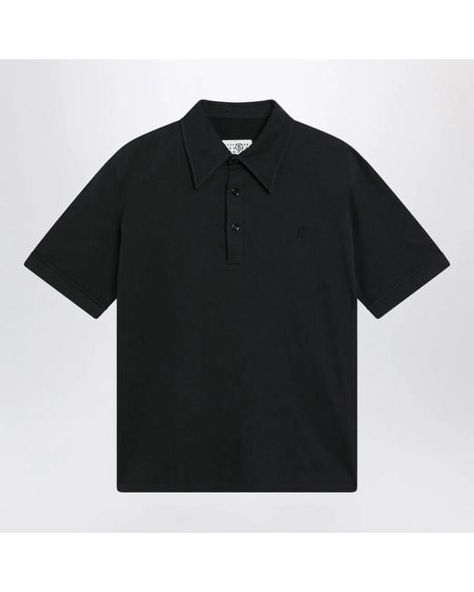 MM6 by Maison Margiela Black Cotton Polo Shirt for men