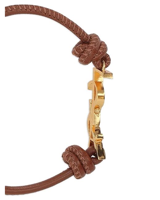 Saint Laurent White Cassandre Leather Cord Bracelet
