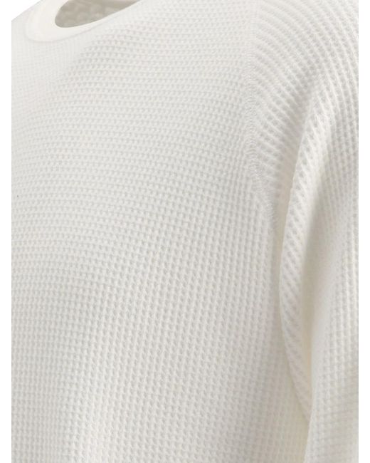 Beams Plus White "Crew Thermal 30" Crew-Neck T-Shirt for men