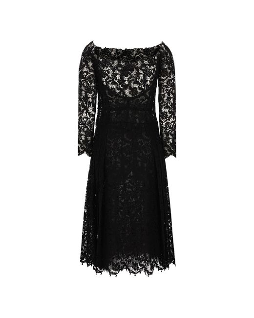 Fendi Black Macrame Lace Off-Shoulder Dress