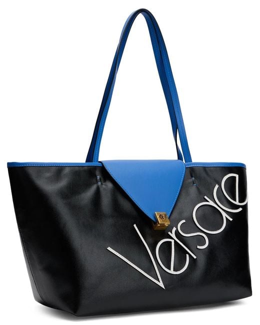 Versace Black Tote Bag With Writing