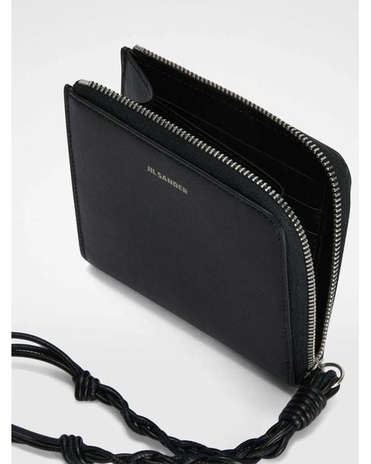 Jil Sander Black Leather Bill Wallets for men