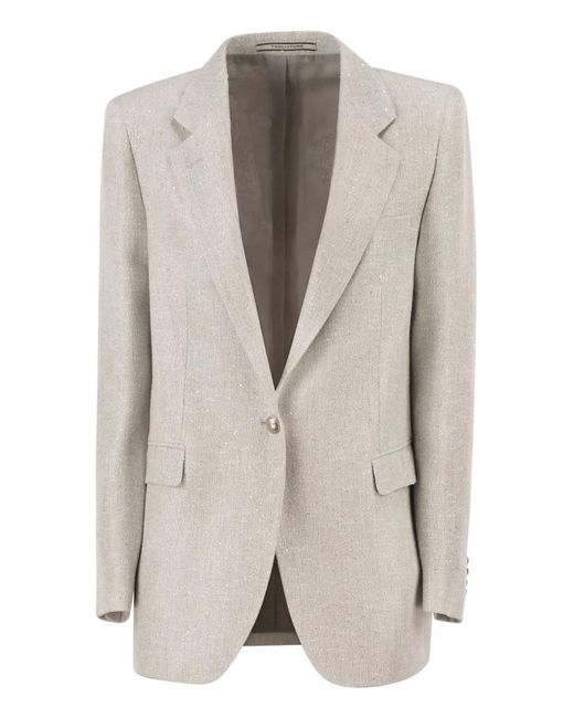 Tagliatore Natural Single-Breasted Bouclé-Effect Mélange Blazer