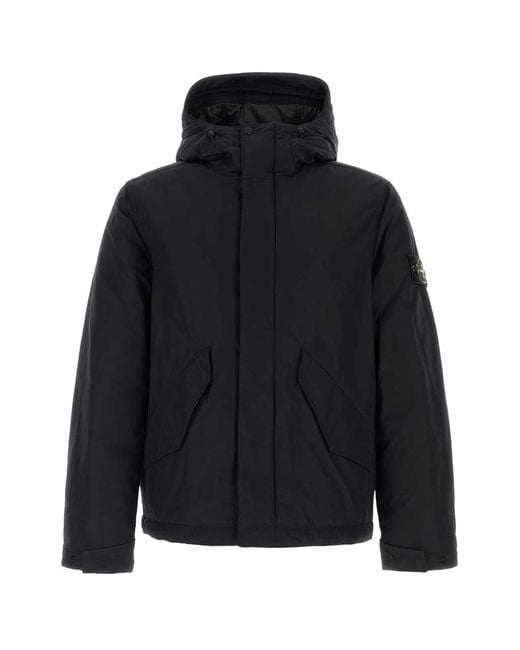 Stone Island Black Solid Hood Jacket for men