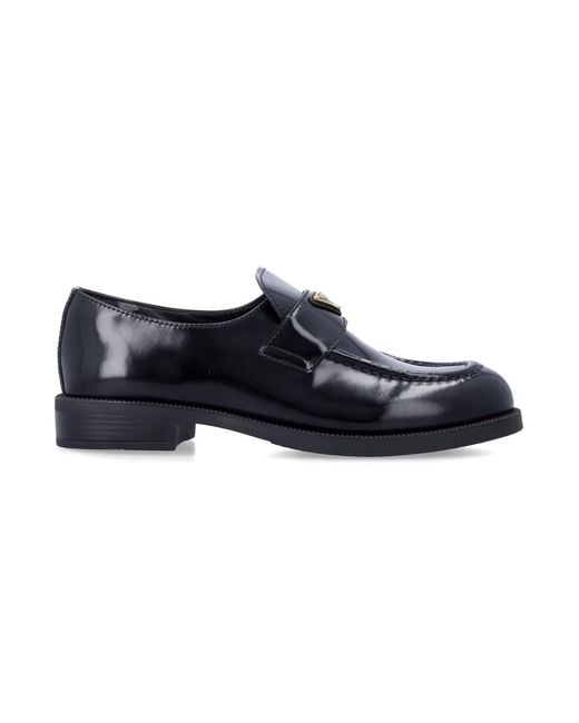 Prada Black Brushed Leather Loafers