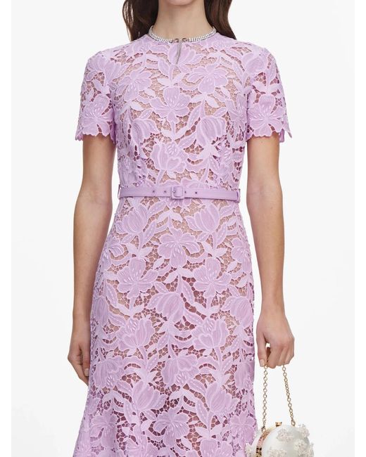 Self-Portrait Pink Lace Midi Dress