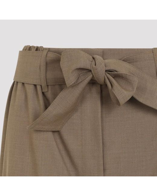 Max Mara Brown Tobacco Light Virgin Wool Salpa Bow Pants