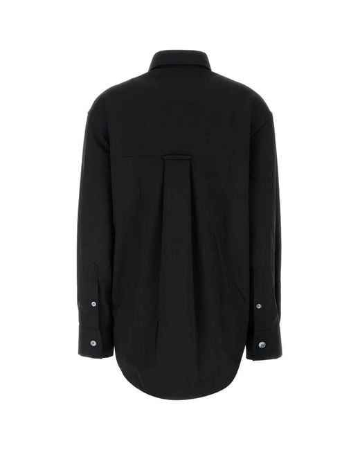 AMI Black Long Sleeve Wide Shirt With Sharp Collar And Embos