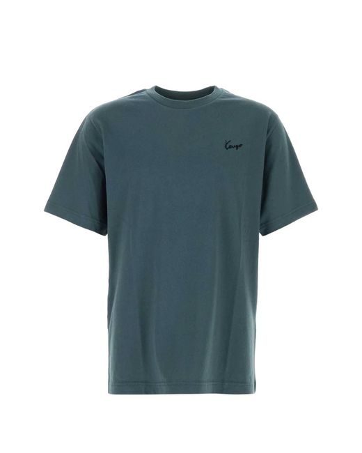 KENZO Blue Signature Embroidered T-Shirt for men
