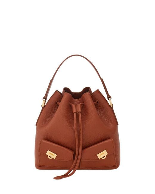 Ferragamo Brown Multi Pocket Bucket Bag