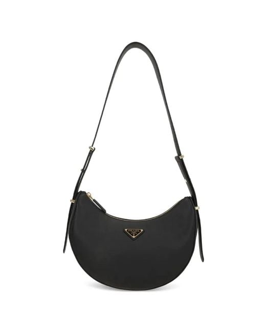 Prada Black Arqué Leather Shoulder Bag