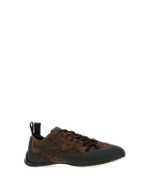 Loewe Brown Suede Grip Sneakers for men
