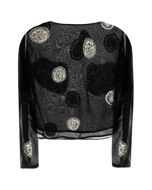 Bode Black Brooch Blouse