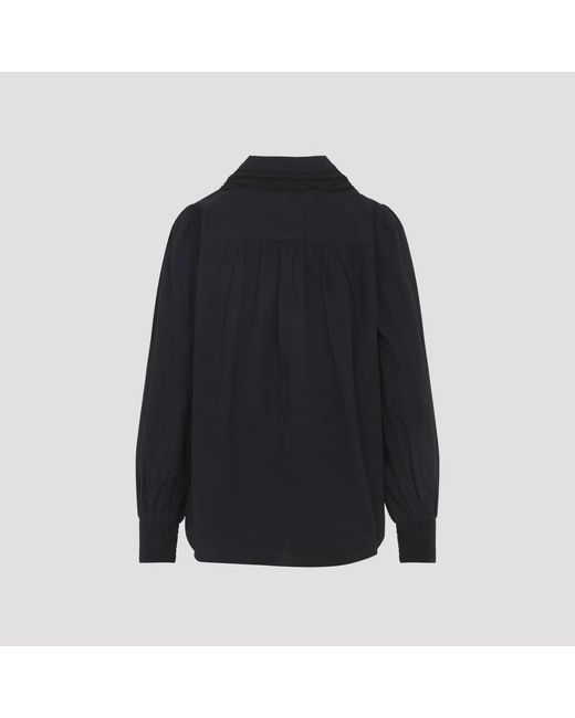 Farm Rio Blue Ebroidered Long Sleeve Cotton Shirt