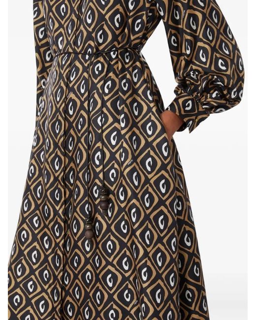Max Mara Black Geometric Pattern Dress