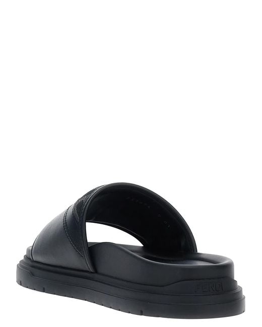 Fendi Black Diagonal' Sandals for men