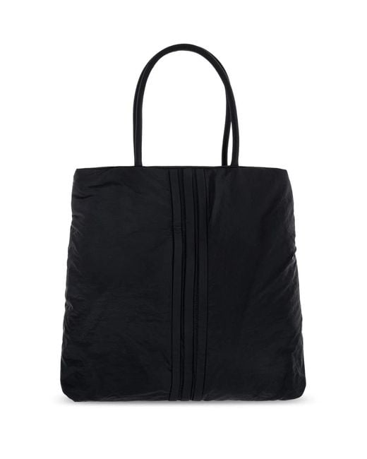 Y-3 Black Padded Stripes Logo Tote Bag