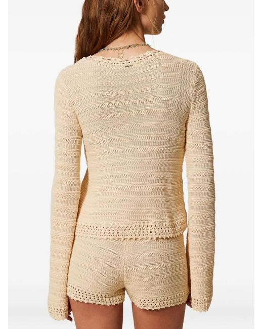 Twinset Natural Parchment Cotton Shorts
