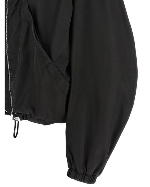 The Attico Black Maxi Hood Bomber Jacket