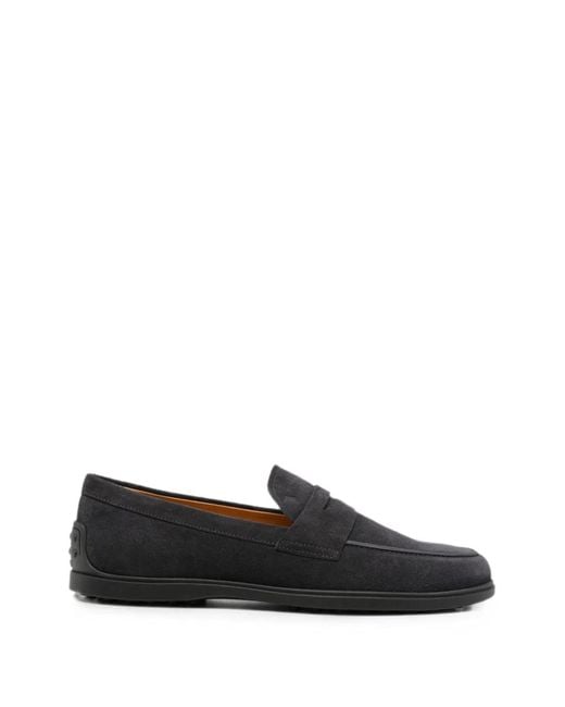 Tod's Black Suede Leather Loafers for men