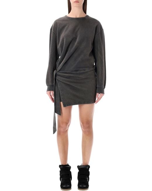 Isabel Marant Black Isabel Marant Etoile Marant Étoile Zae Cotton Mini Sweatshirt Dress