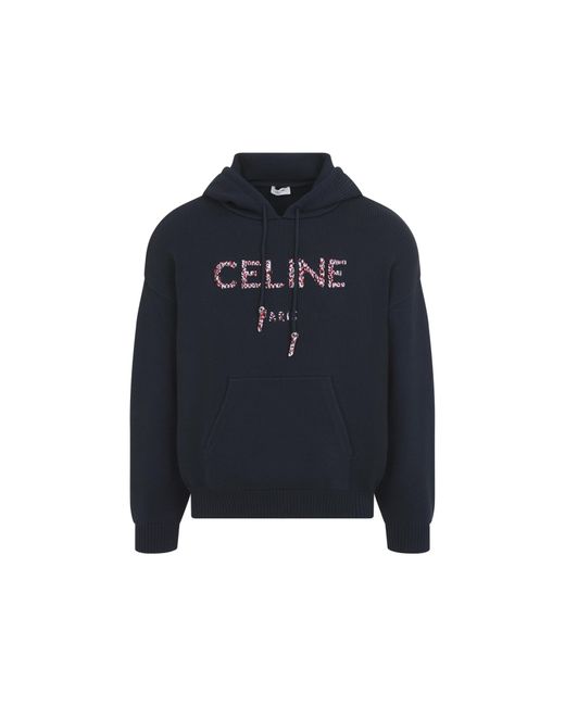 Céline Blue Knit Hoodie for men