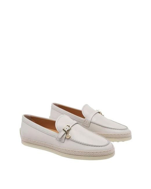 Tod's White Leather Loafers