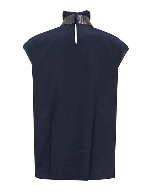 Brunello Cucinelli Blue Silk Blouse