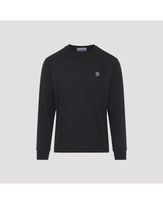 Stone Island Black Ls Cotton T-Shirt for men