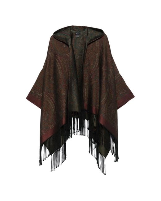 Etro Black Wool Blend Cape