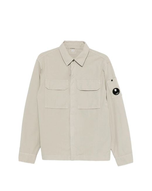 C P Company White C.P.Company Cotton Overshirt for men