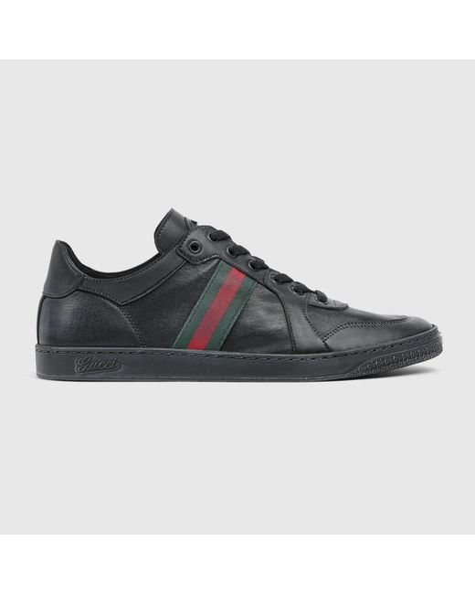 Gucci Black Stretch Leather Effect Sneaker for men