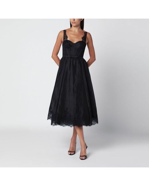Zimmermann Black Valiant Silk And Linen Midi Dress