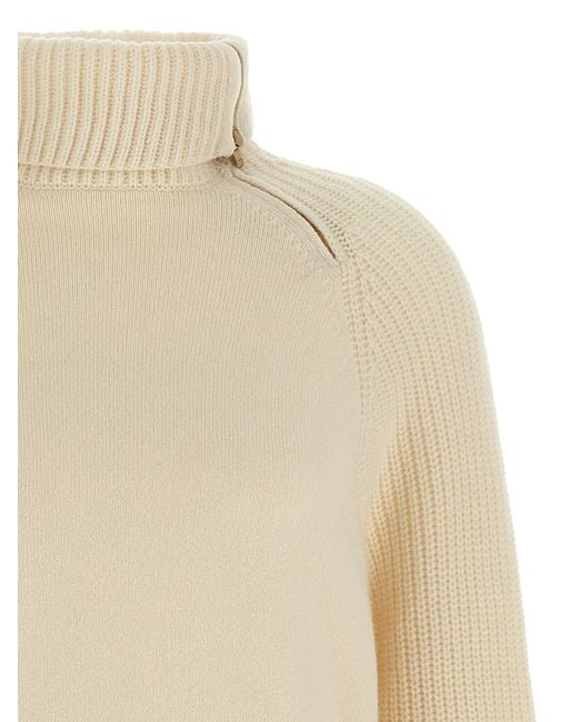 Agnona Natural High Neck Sweater With Zip