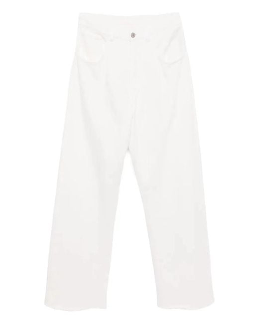 MM6 by Maison Margiela White Jersey Texture Trousers
