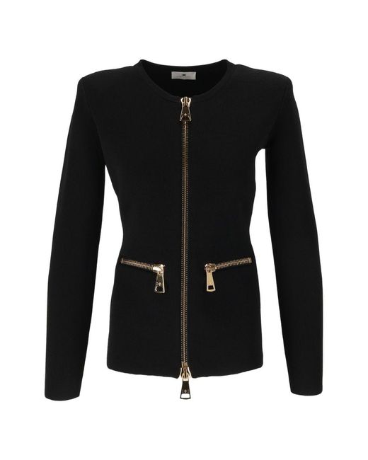 Elisabetta Franchi Black Zipped Cardigan