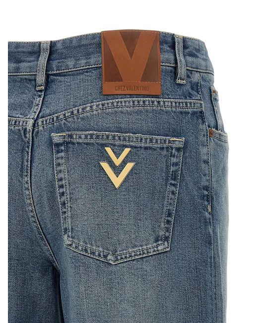 Valentino Garavani Blue 'Vgold' Jeans