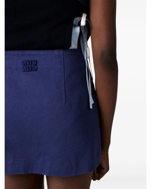 Miu Miu Blue Backless Logo Mini Dress