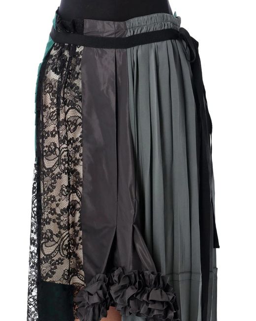 Prada Black Technical Taffeta Patchwork Skirt
