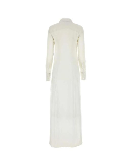 AMI White Chalk Crepe Shirt Dress